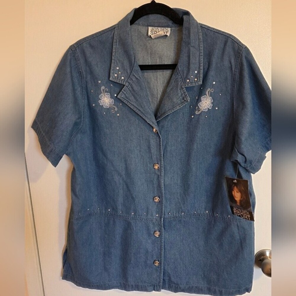 Jaclyn Smith Blouse Womens Large Button Down Floral Buttons NWT Vintage concert
